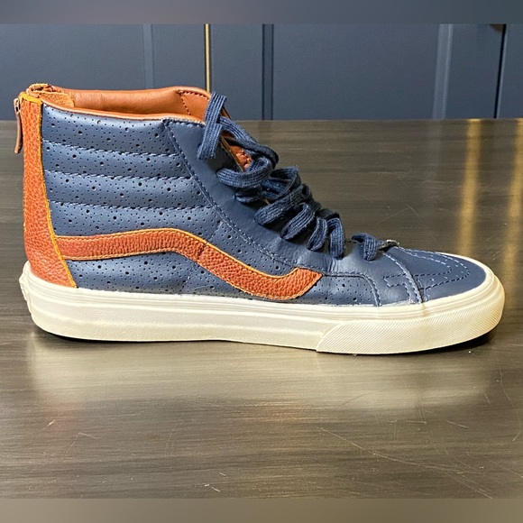Vans Men's Shoes ''Sk8'Hi Reissue Zi''--(Leather Perf)--Dress Blue - Picture 6 of 7